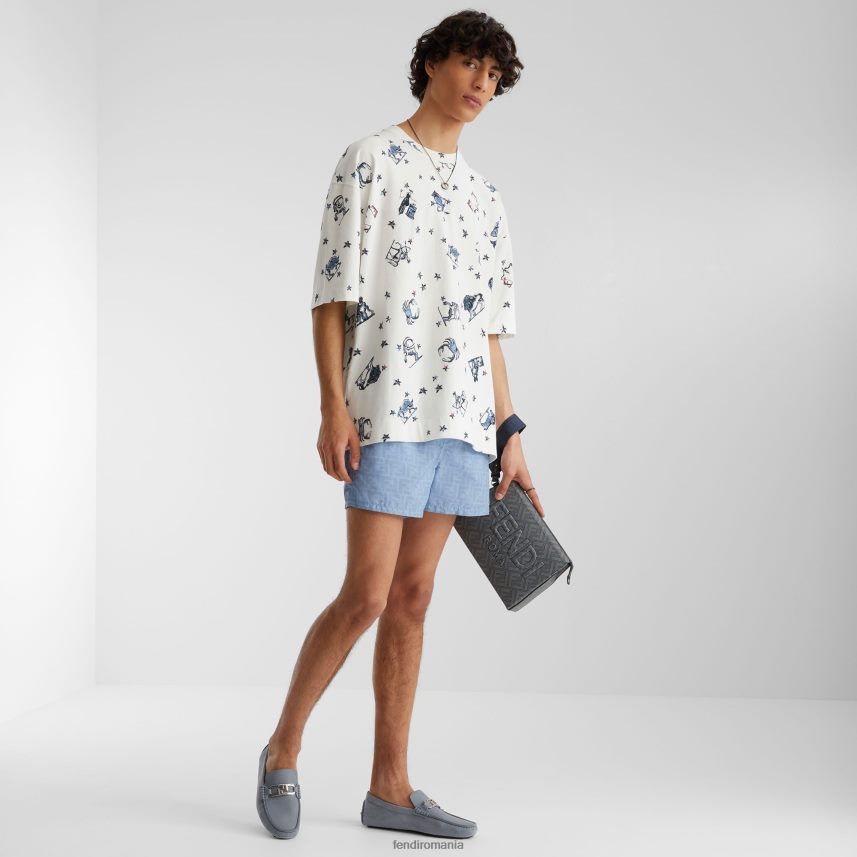 pantaloni scurți din nailon albastru Fendi bărbați îmbrăcăminte 86084L1942