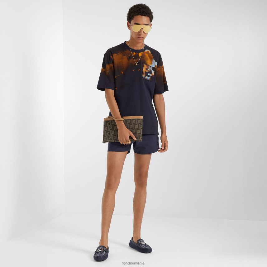 pantaloni scurți din nailon albastru Fendi bărbați îmbrăcăminte 86084L2027