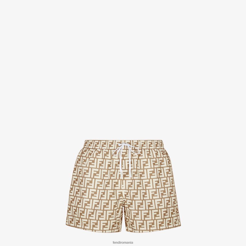 pantaloni scurți din stofă bej Fendi bărbați îmbrăcăminte 86084L2136