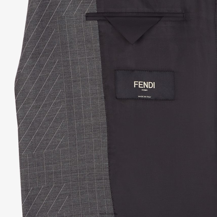 blazer de lână gri Fendi bărbați îmbrăcăminte 86084L1966