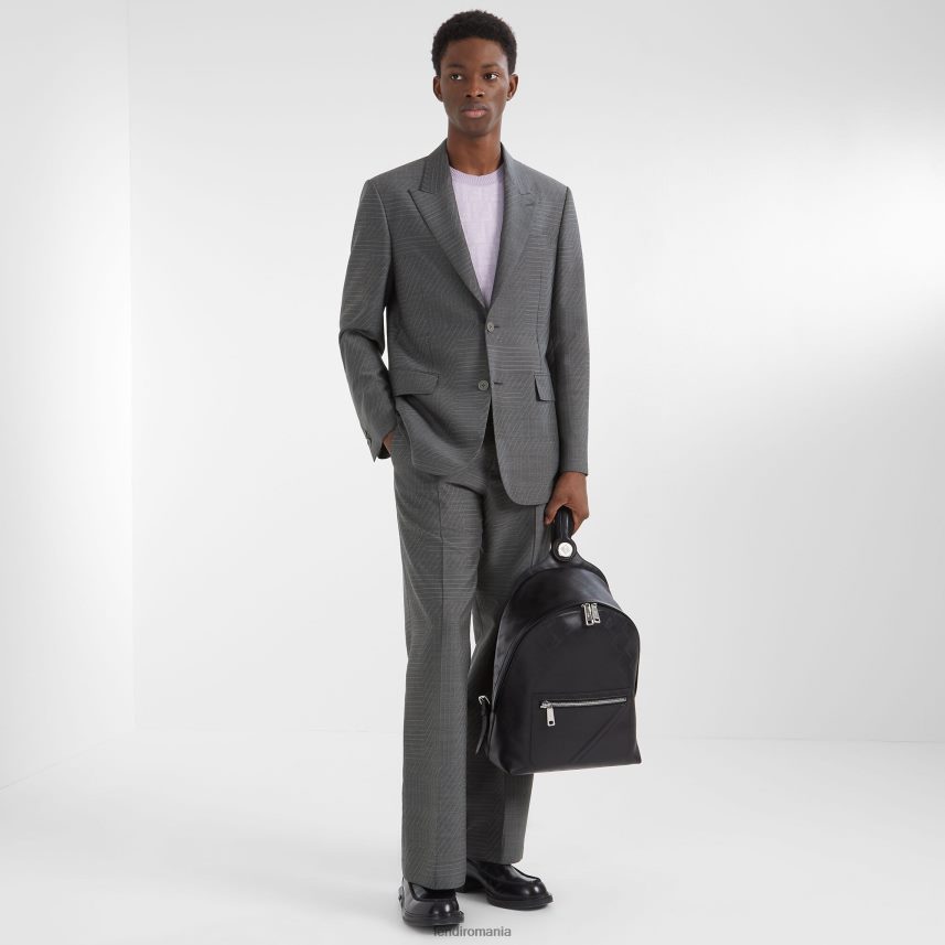 blazer de lână gri Fendi bărbați îmbrăcăminte 86084L1966