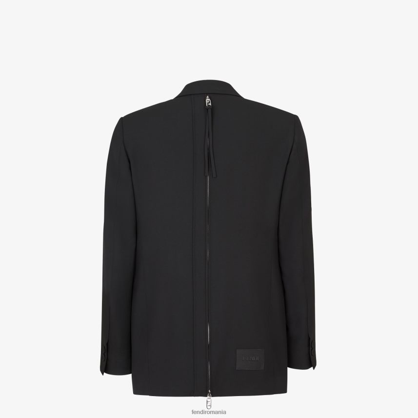 blazer de lână negru Fendi bărbați îmbrăcăminte 86084L2066