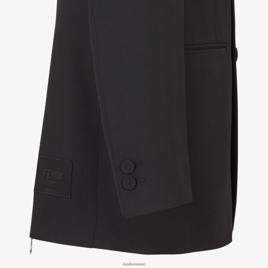 blazer de lână negru Fendi bărbați îmbrăcăminte 86084L2066