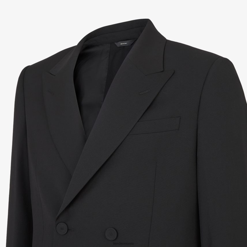 blazer de lână negru Fendi bărbați îmbrăcăminte 86084L2066