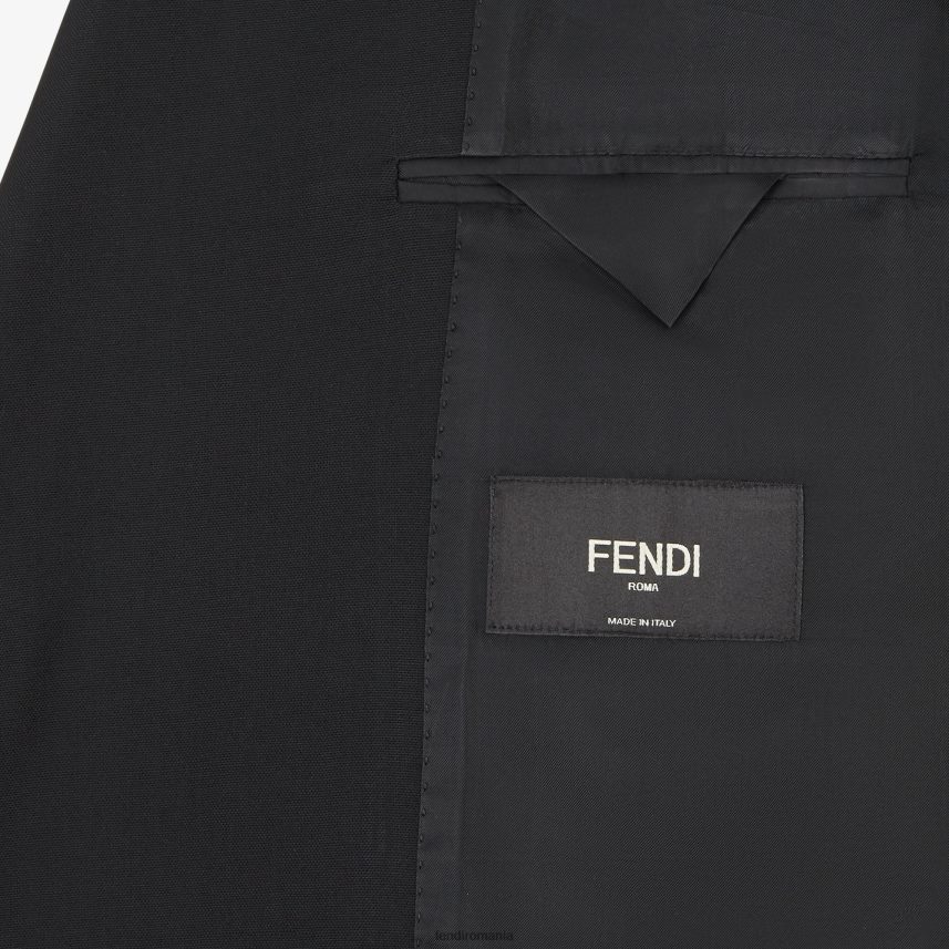 blazer de lână negru Fendi bărbați îmbrăcăminte 86084L2066