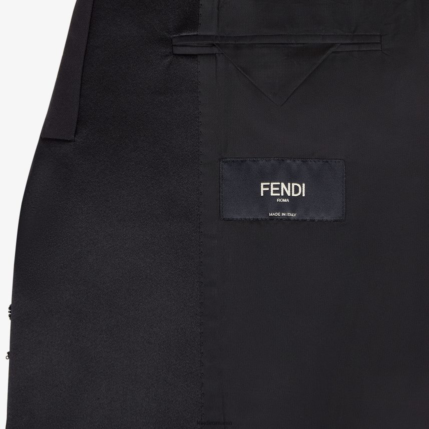 blazer din lână și mătase negru Fendi bărbați îmbrăcăminte 86084L2082