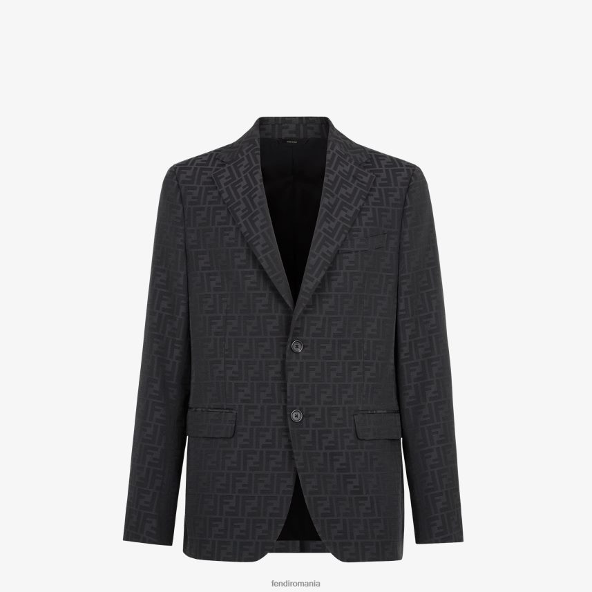 blazer din stofa negru Fendi bărbați îmbrăcăminte 86084L1994