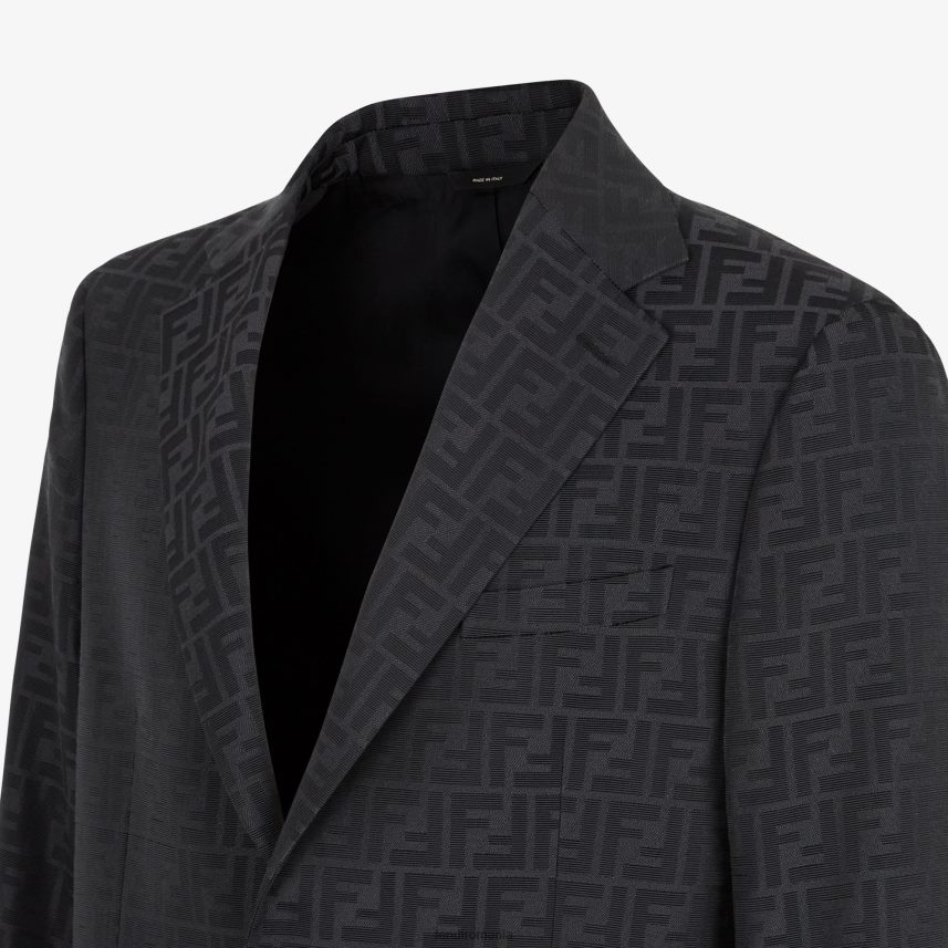 blazer din stofa negru Fendi bărbați îmbrăcăminte 86084L1994