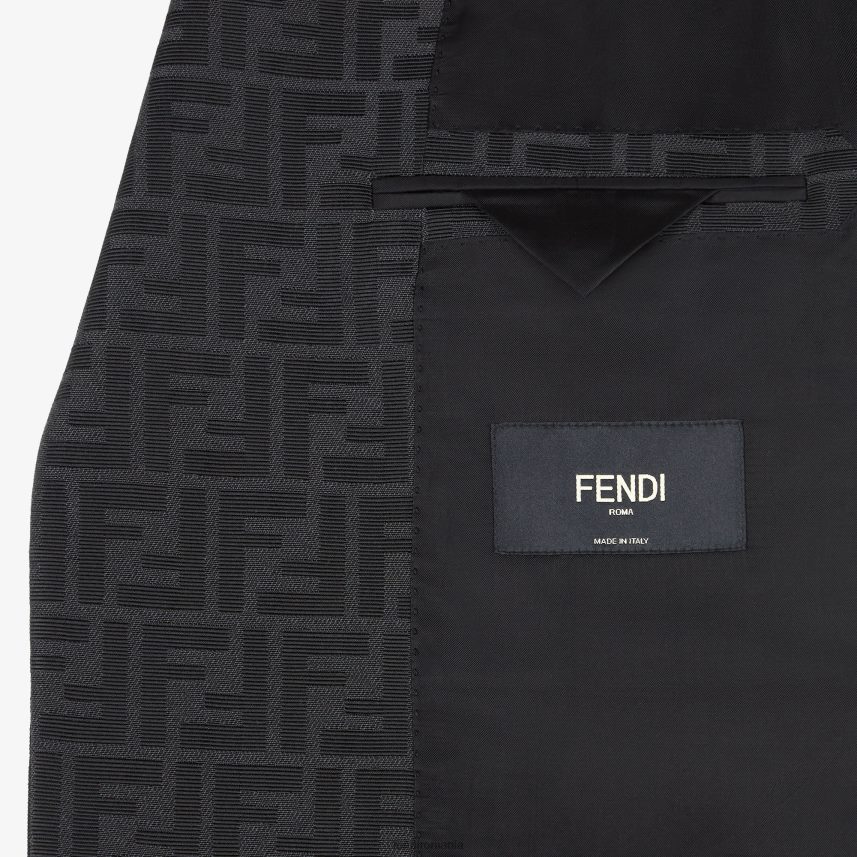 blazer din stofa negru Fendi bărbați îmbrăcăminte 86084L1994