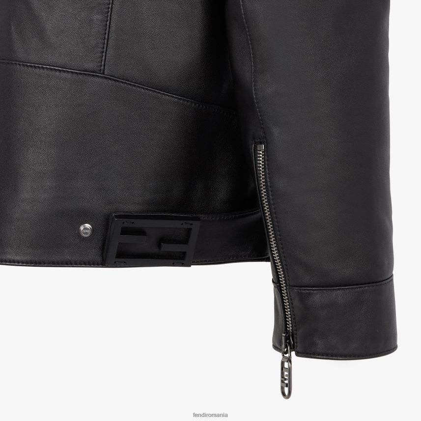 geacă biker din piele nappa negru Fendi bărbați îmbrăcăminte 86084L2097