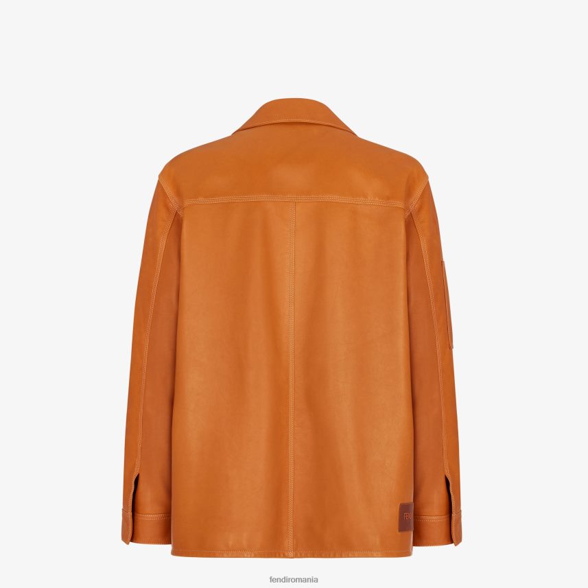 geaca de piele maro Fendi bărbați îmbrăcăminte 86084L2064