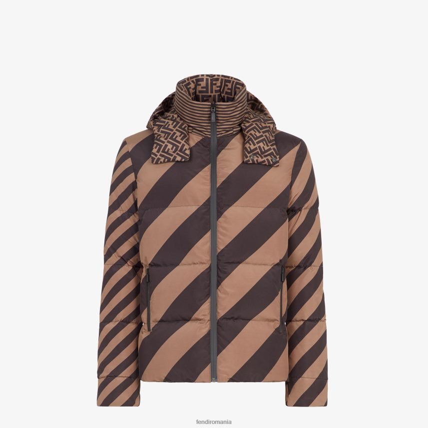 jachetă de puf de nailon maro Fendi bărbați îmbrăcăminte 86084L2154