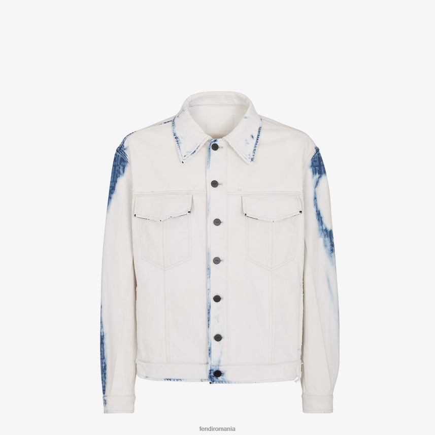 jachetă denim albită albastru Fendi bărbați îmbrăcăminte 86084L2023
