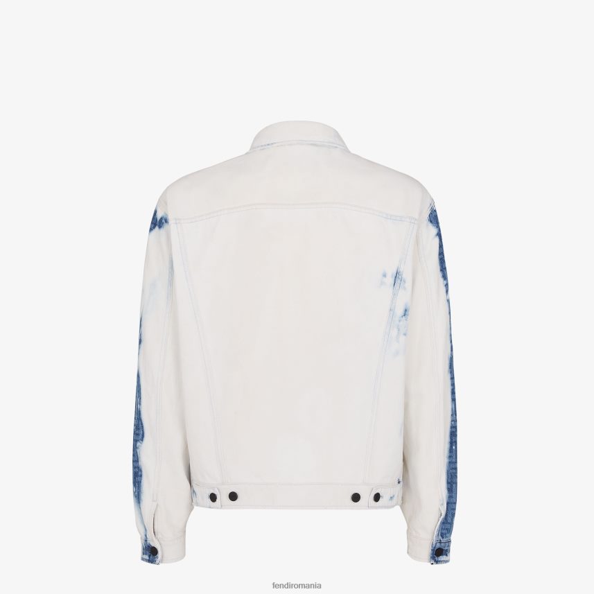 jachetă denim albită albastru Fendi bărbați îmbrăcăminte 86084L2023
