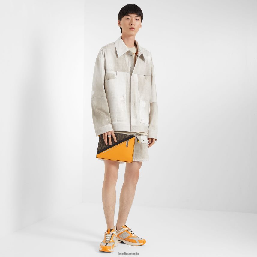 jachetă din denim imprimată bej Fendi bărbați îmbrăcăminte 86084L2001