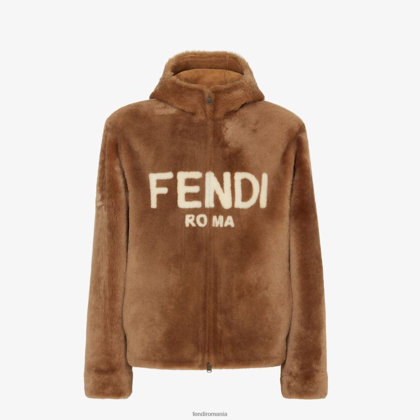 jachetă din shearling maro Fendi bărbați îmbrăcăminte 86084L2173