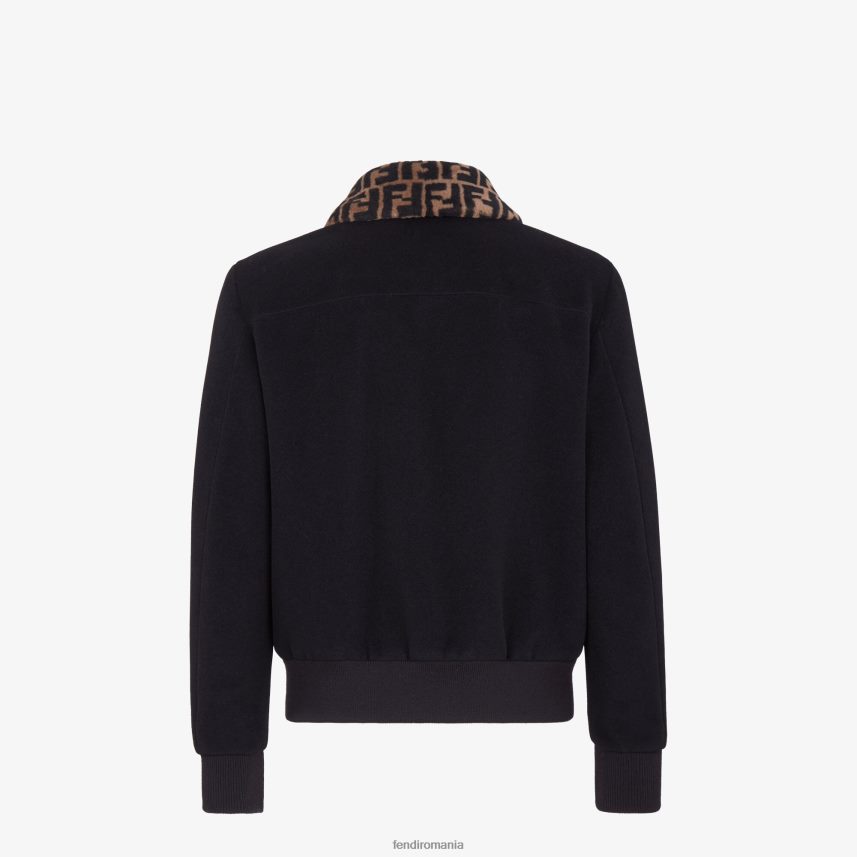 jacheta de lana negru Fendi bărbați îmbrăcăminte 86084L2183