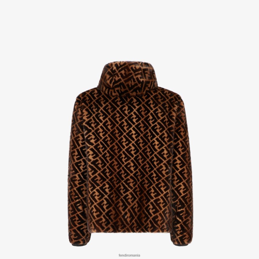 jacheta de nurca maro Fendi bărbați îmbrăcăminte 86084L2182