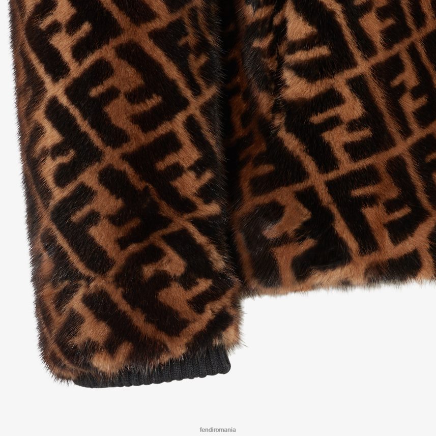 jacheta de nurca maro Fendi bărbați îmbrăcăminte 86084L2182