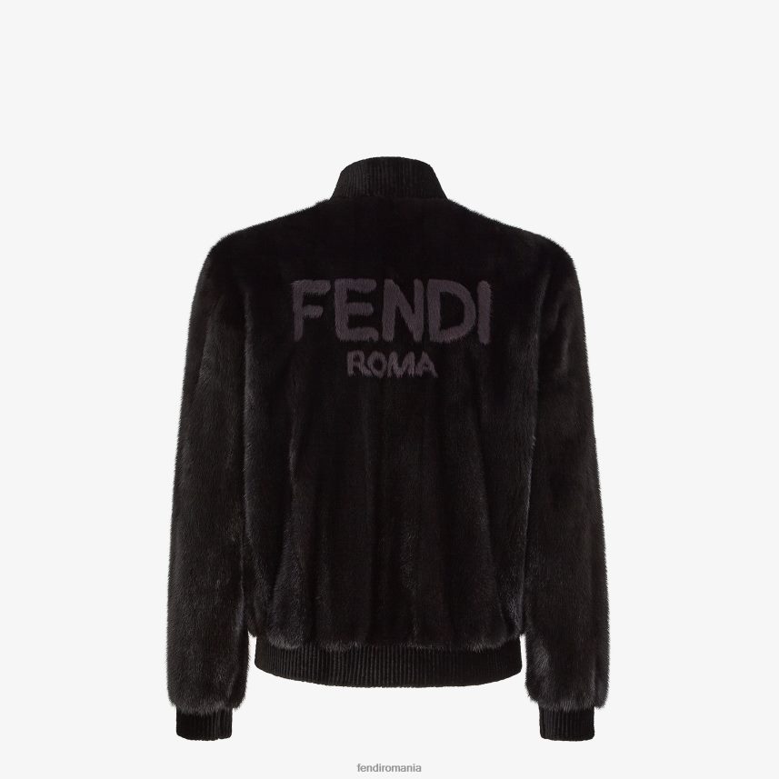 jacheta de nurca negru Fendi bărbați îmbrăcăminte 86084L2158