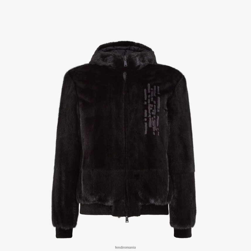 jacheta de nurca negru Fendi bărbați îmbrăcăminte 86084L2205