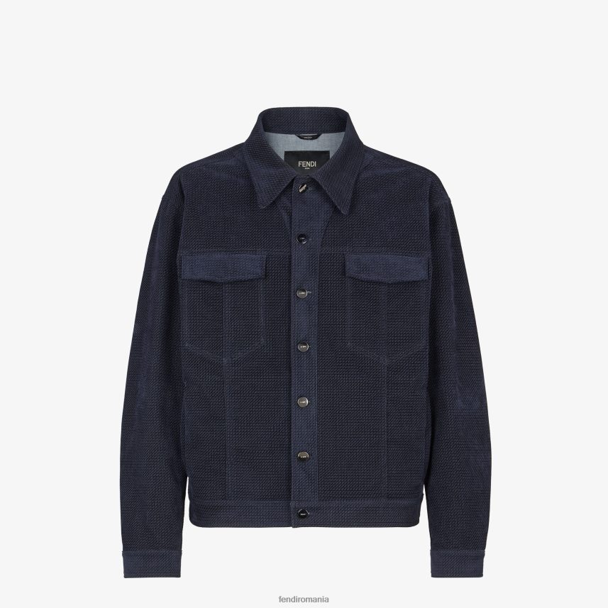 jacheta denim albastru Fendi bărbați îmbrăcăminte 86084L2165