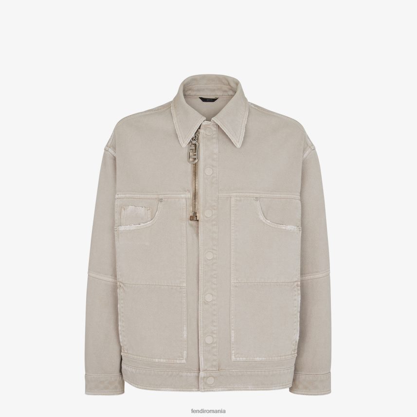 jacheta denim bej Fendi bărbați îmbrăcăminte 86084L1929