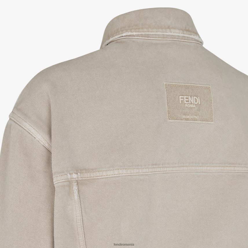 jacheta denim bej Fendi bărbați îmbrăcăminte 86084L1929