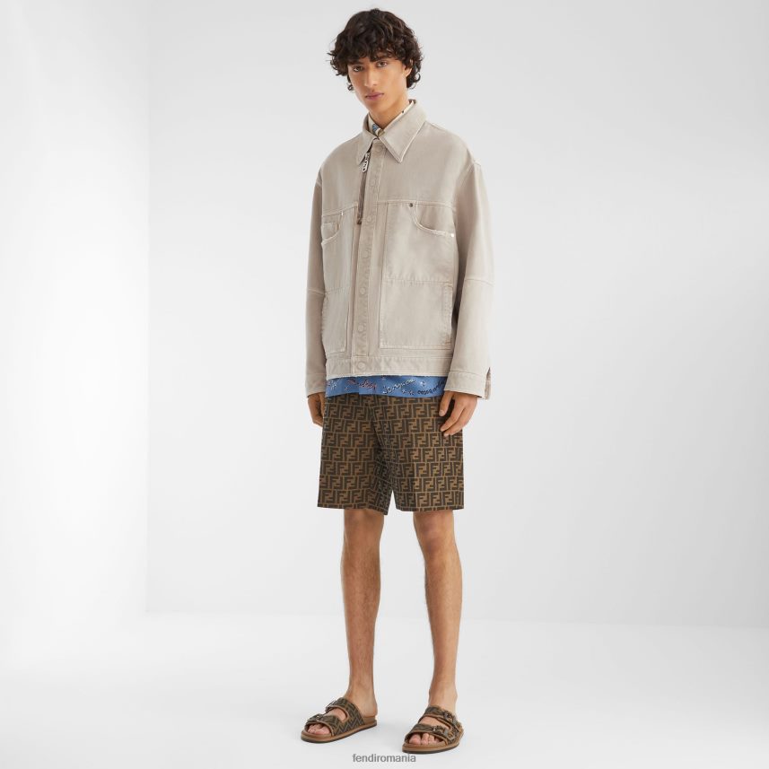jacheta denim bej Fendi bărbați îmbrăcăminte 86084L1929