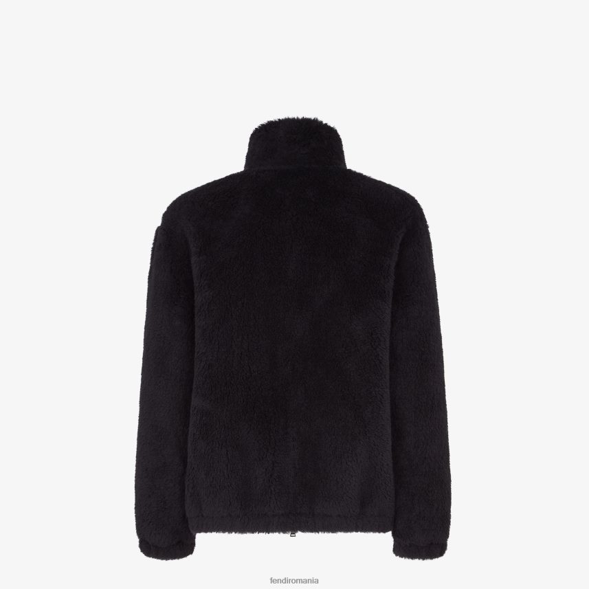 jacheta din piele de oaie negru Fendi bărbați îmbrăcăminte 86084L2214