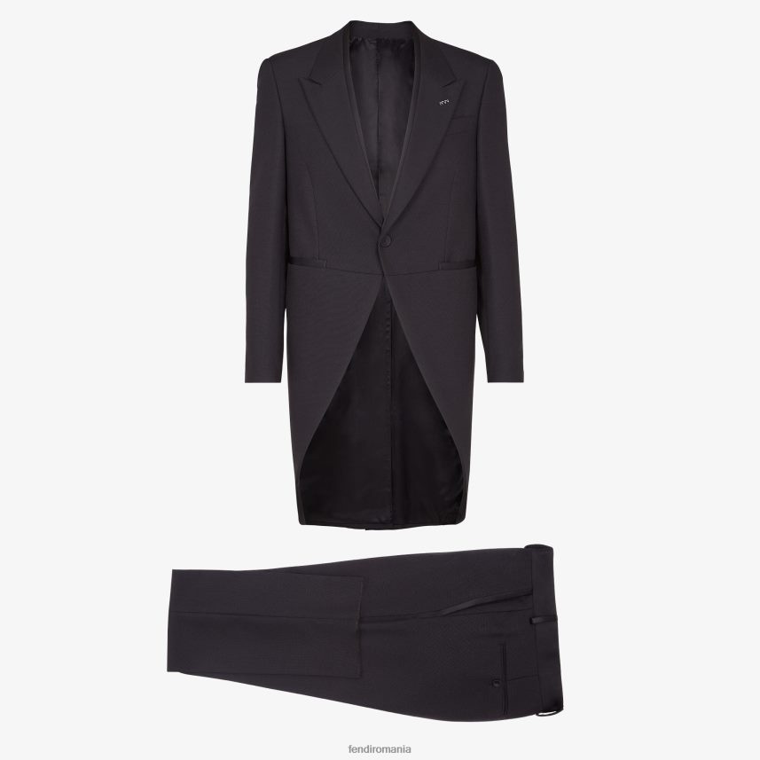 costum de lână negru Fendi bărbați îmbrăcăminte 86084L2198