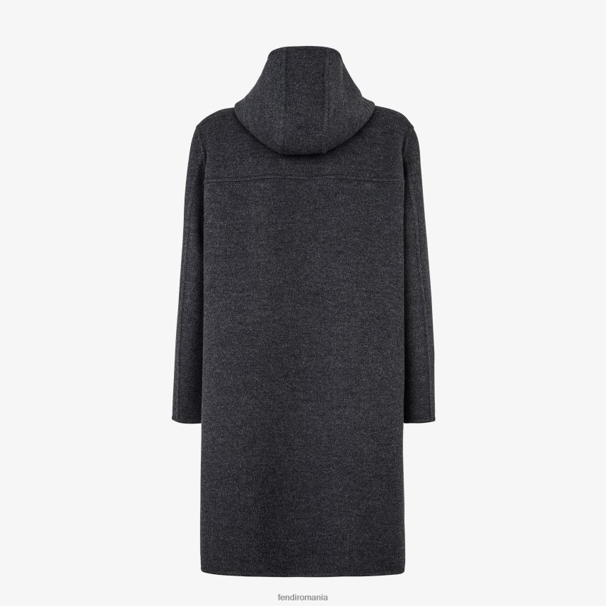 haină de lână gri Fendi bărbați îmbrăcăminte 86084L2164