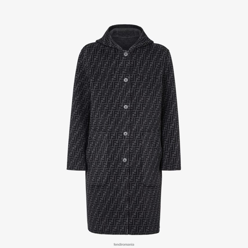 haină de lână gri Fendi bărbați îmbrăcăminte 86084L2164