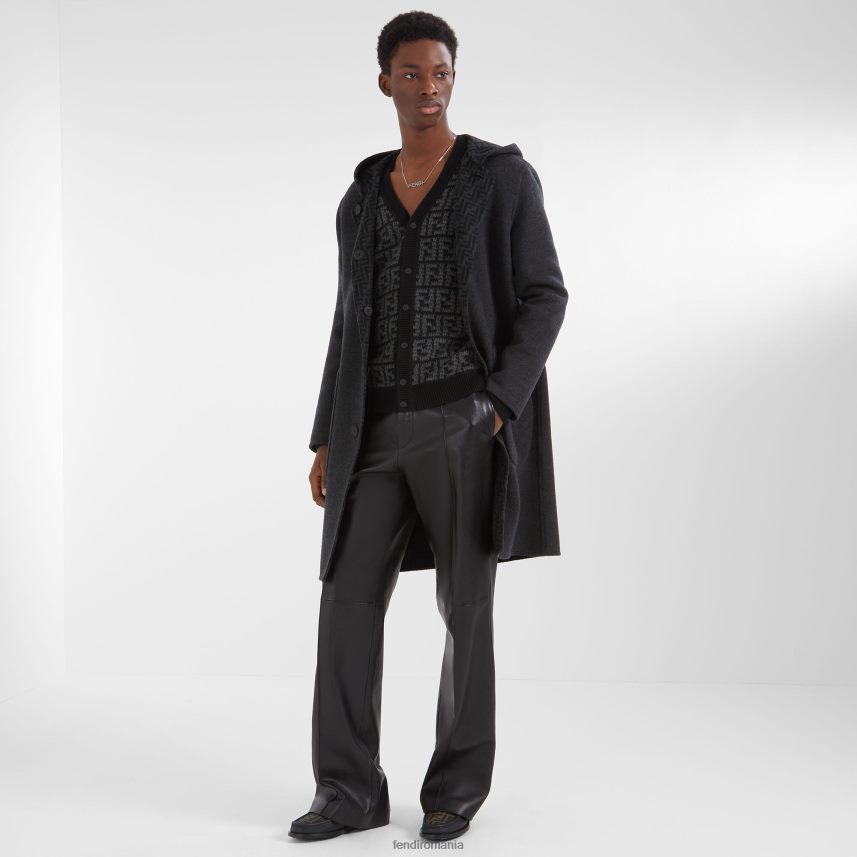 haină de lână gri Fendi bărbați îmbrăcăminte 86084L2164
