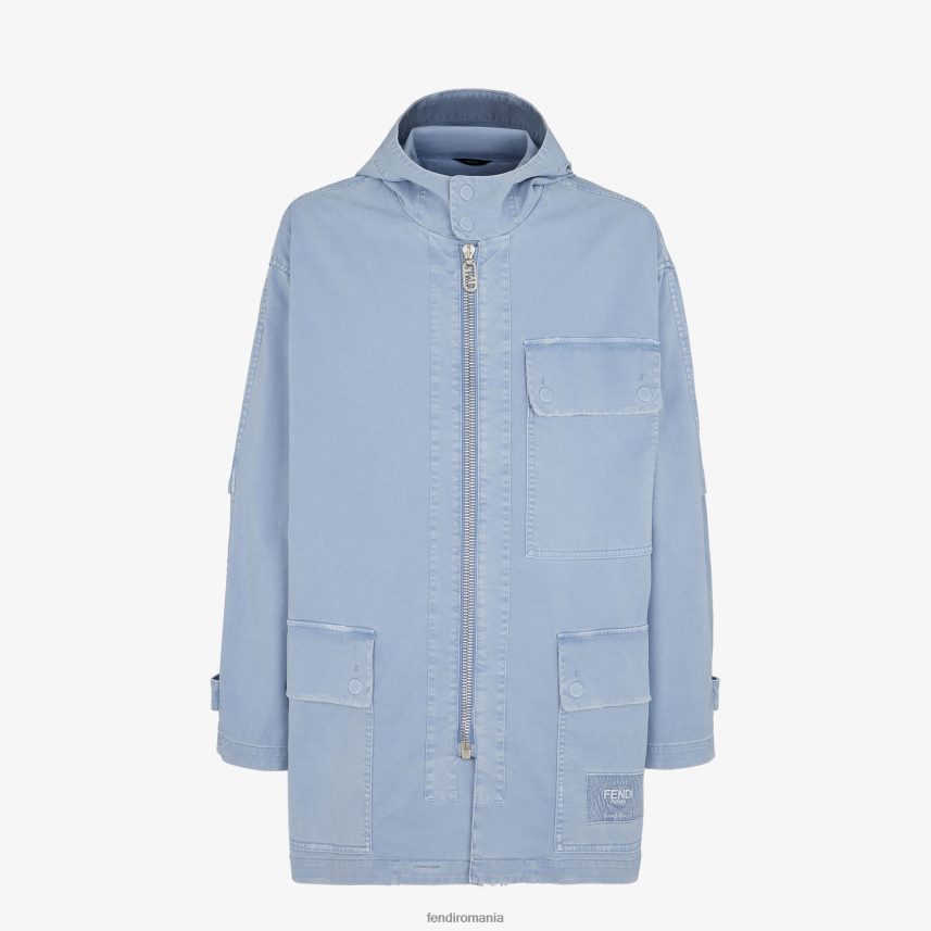 parka din gabardină albastru deschis Fendi bărbați îmbrăcăminte 86084L1911