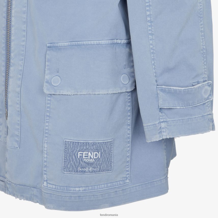 parka din gabardină albastru deschis Fendi bărbați îmbrăcăminte 86084L1911