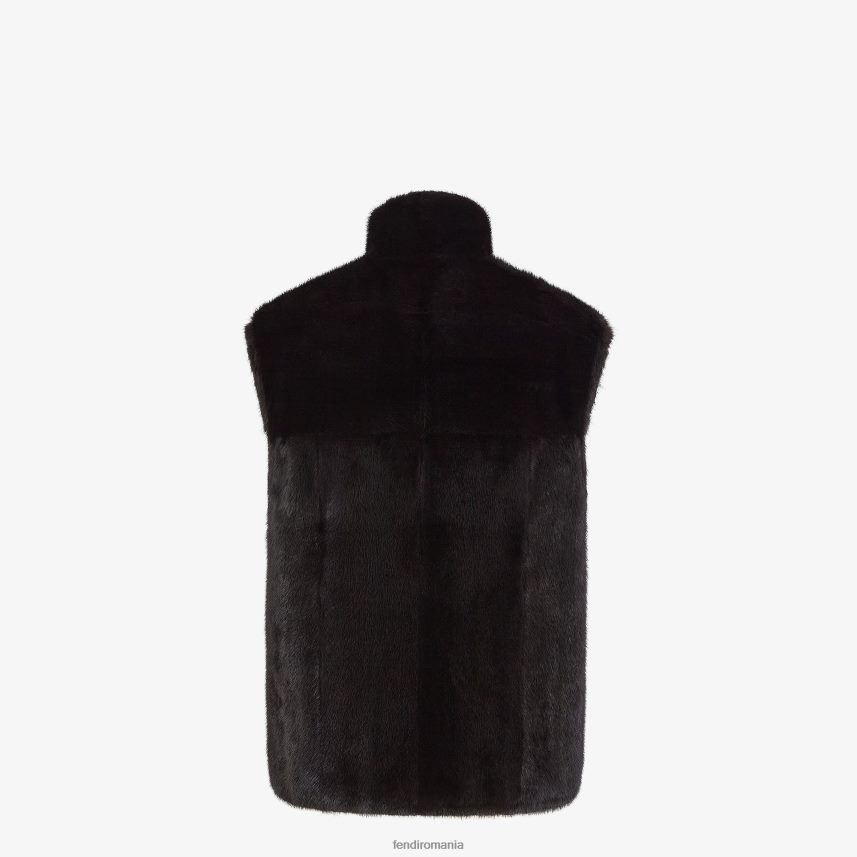 vestă de nurcă negru Fendi bărbați îmbrăcăminte 86084L2160