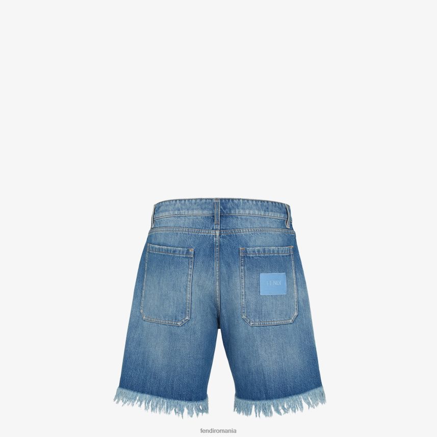 pantaloni bermude din denim albastru Fendi bărbați îmbrăcăminte 86084L2022