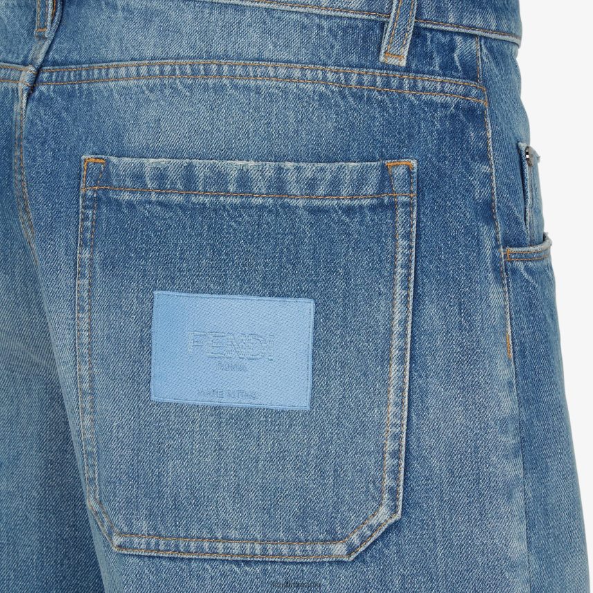 pantaloni bermude din denim albastru Fendi bărbați îmbrăcăminte 86084L2022
