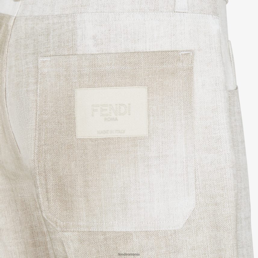 pantaloni bermude din denim bej Fendi bărbați îmbrăcăminte 86084L2002