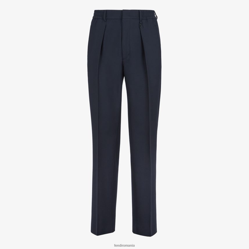pantaloni de lână albastru Fendi bărbați îmbrăcăminte 86084L1921