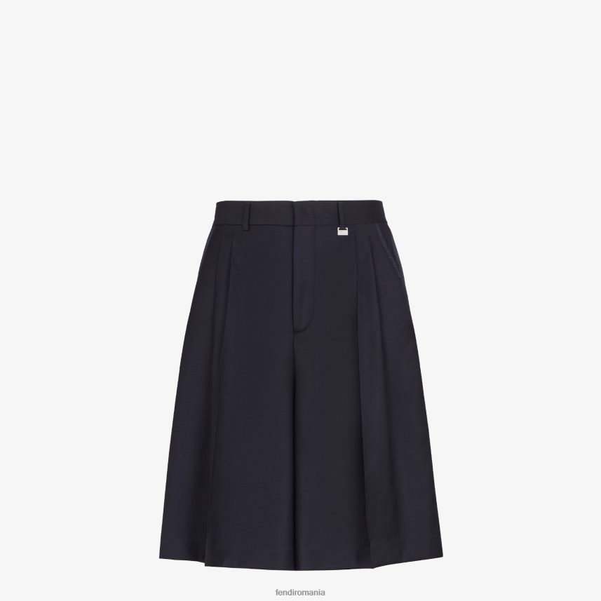 pantaloni de lână albastru Fendi bărbați îmbrăcăminte 86084L2044