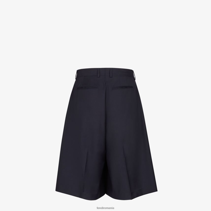 pantaloni de lână albastru Fendi bărbați îmbrăcăminte 86084L2044