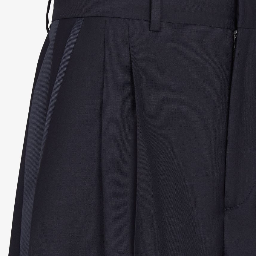 pantaloni de lână albastru Fendi bărbați îmbrăcăminte 86084L2044