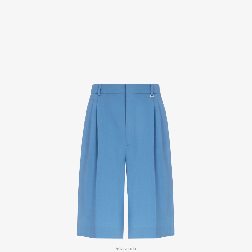 pantaloni de lână albastru Fendi bărbați îmbrăcăminte 86084L2065