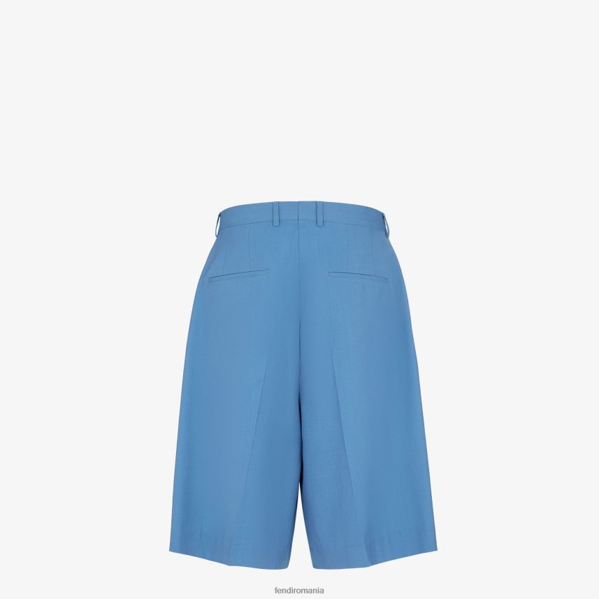 pantaloni de lână albastru Fendi bărbați îmbrăcăminte 86084L2065