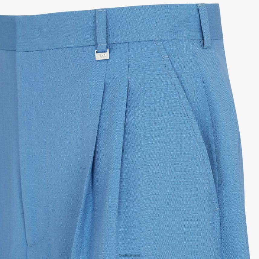 pantaloni de lână albastru Fendi bărbați îmbrăcăminte 86084L2065