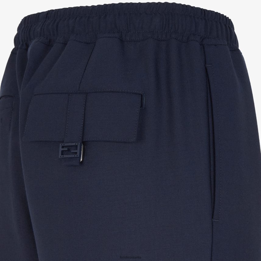 pantaloni de lână albastru Fendi bărbați îmbrăcăminte 86084L2094