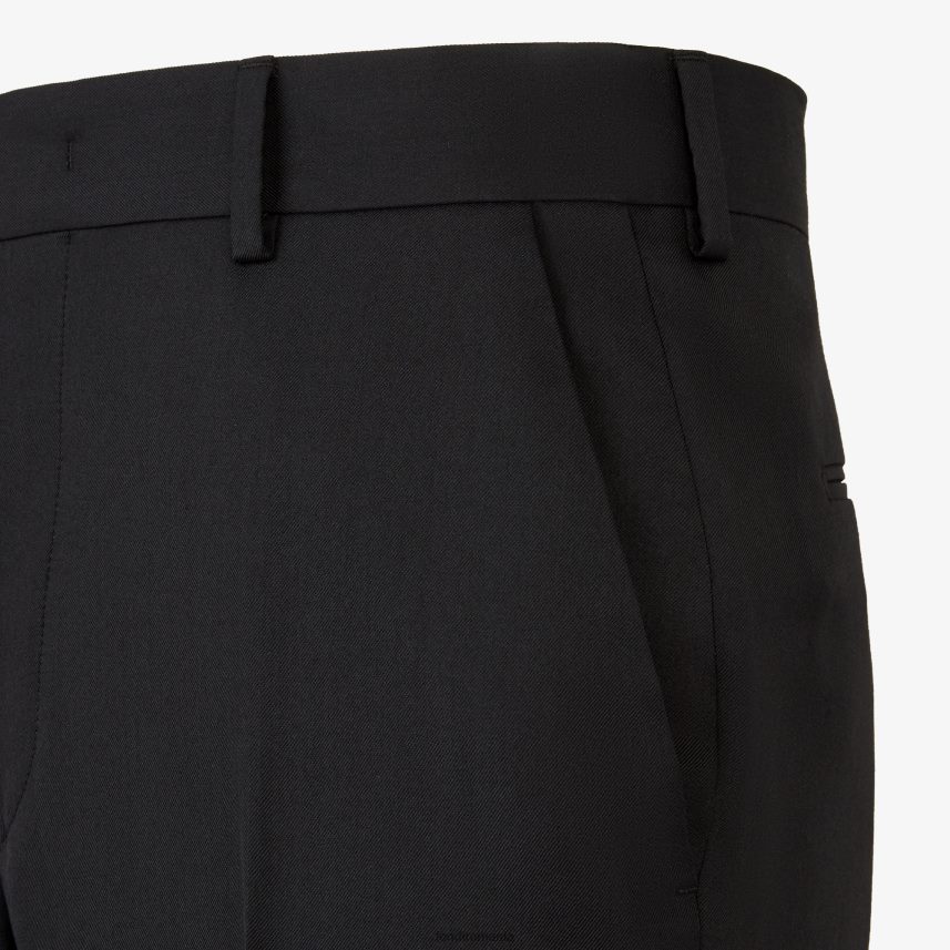 pantaloni de lână de mătase negru Fendi bărbați îmbrăcăminte 86084L2068