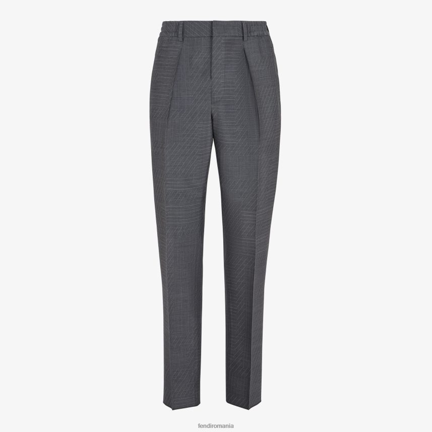 pantaloni de lână gri Fendi bărbați îmbrăcăminte 86084L1968